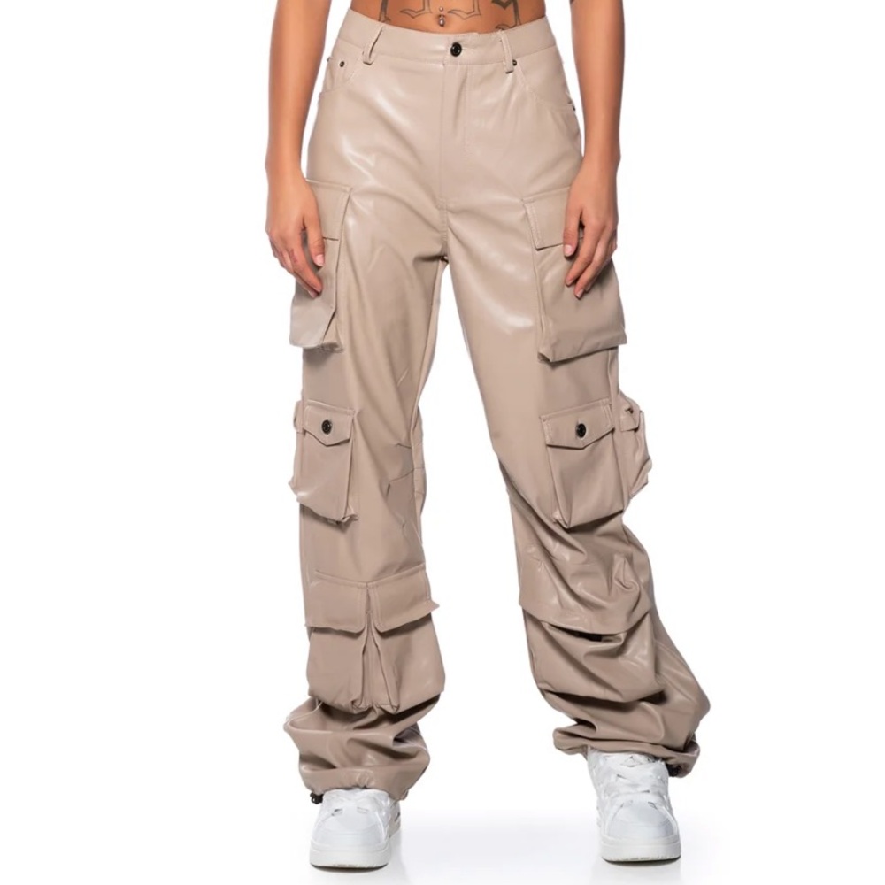 Akira PU Leather Cargo Pants